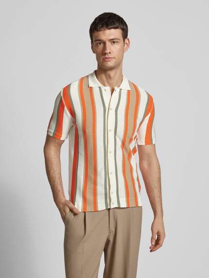 Manuel Ritz Regular Fit Poloshirt mit durchgehender Knopfleiste Orange 4