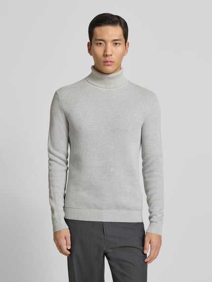 Selected Regular Fit Rollkragenpullover aus reiner Baumwolle Modell 'DANE' Hellgrau 4