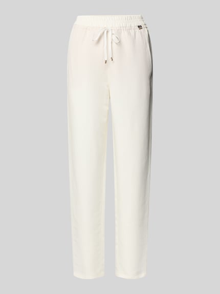 Marc Cain Tapered Fit Stoffhose aus Viskose-Leinen-Mix Weiss 2