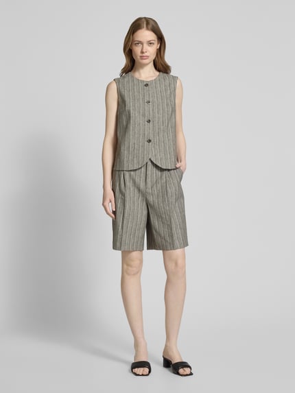 MOS MOSH Gilet met doorknoopsluiting, model 'Eriin Thelma' Middenbruin - 1