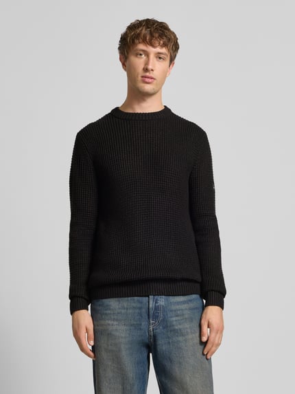 JACK & JONES Gebreide pullover met ribboorden, model 'LINK' Zwart - 4