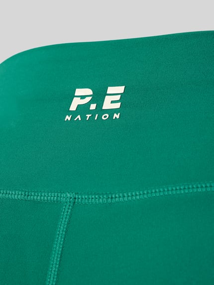 Productfoto, Slim Fit Leggins met Logo-Print Model Dynamic van P.E Nation, dames, elastische materiaalmix, logoprint, elastische band, groen