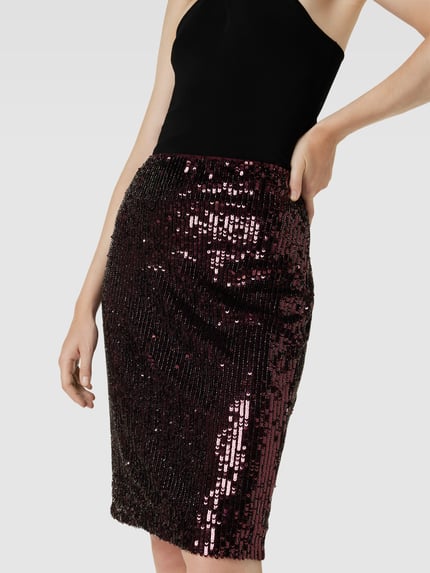 Lauren Ralph Lauren Knielange rok met pailletten, model 'KIERHAN' Bordeaux - 3