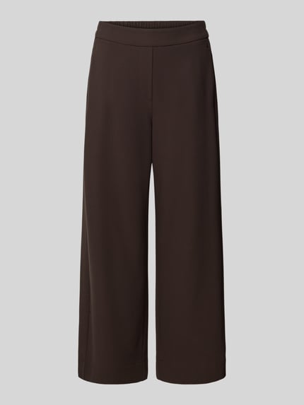 Produktfoto, donkerbruine wide leg broek met viscose, gladde stof, rechte pijpen, Wide Leg Weite Hose mit Viskose-Anteil model 'Misha edit' van OPUS, Dames