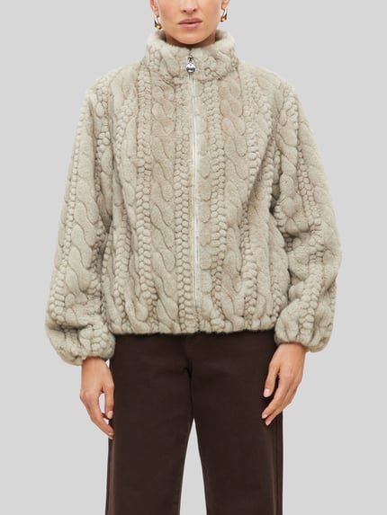 s.Oliver BLACK LABEL Teddyjacke mit strukturiertem Fleece Beige 3