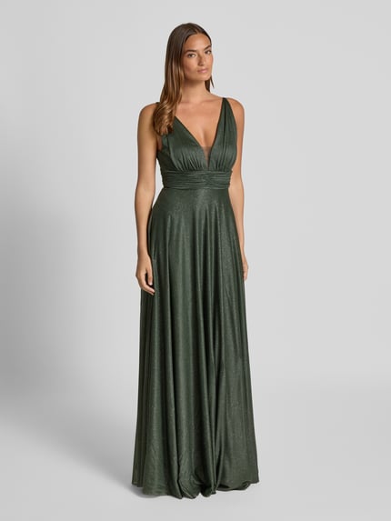 Jake*s Cocktail Abendkleid mit V-Ausschnitt und Taillenband Apfel Melange 1
