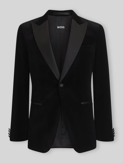 BOSS Slim Fit Sakko aus Seiden-Mix Modell 'Hutson' Black 2