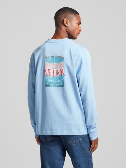 MANGO Longsleeve mit Label-Print Blau 5