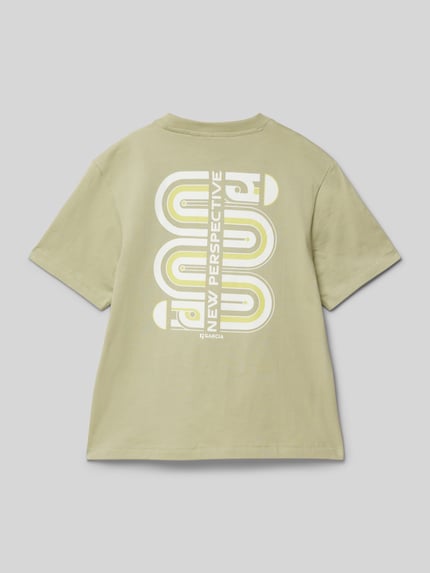 Garcia T-shirt met labelprint Rietgroen - 3