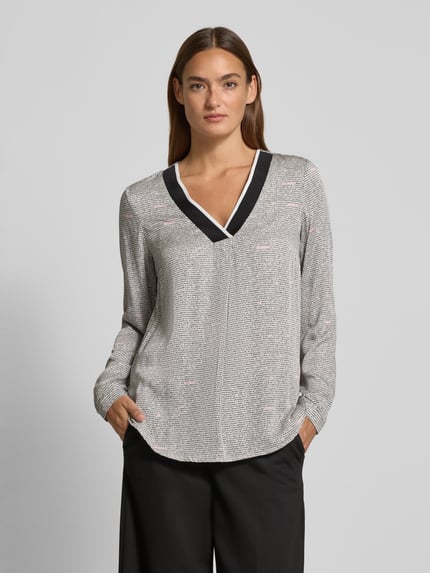 Emily Van den Bergh Blouseshirt van viscose met V-hals Lichtgrijs - 4