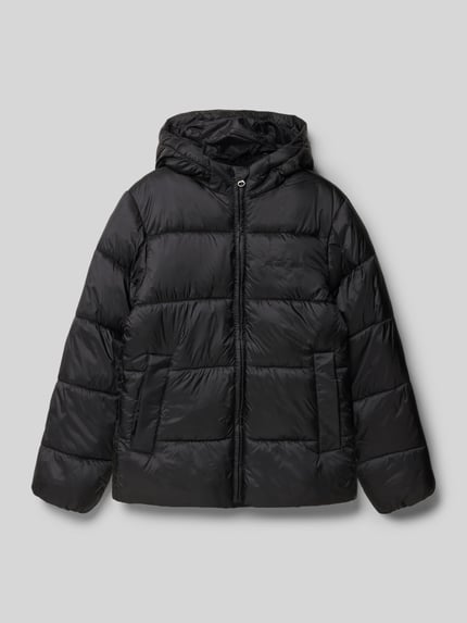 JACK & JONES Kurtka pikowana o kroju regular fit z wyhaftowanym napisem model ‘Jorno’ Czarny 1