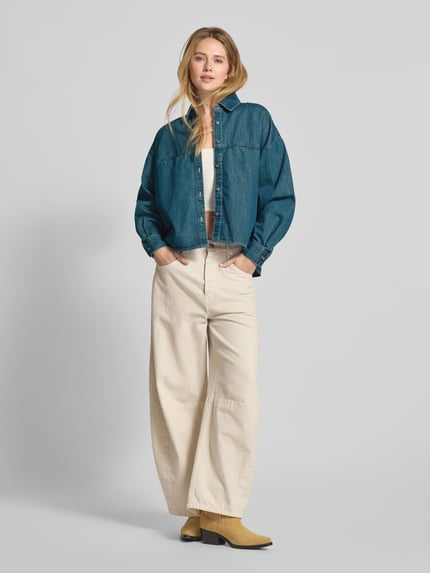 American Vintage Relaxed Fit Jeansbluse mit Hemdblusenkragen Modell 'OZYR' Blau 1