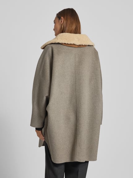 Blonde No. 8 Loose Fit Wollmantel abnehmbarem Teddykragen Hellgrau Melange 5