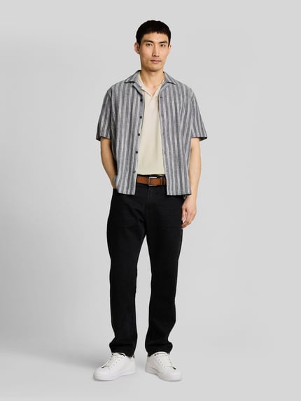 Tom Tailor regular fit poloshirt van katoenmix met resortkraag Offwhite gemêleerd - 1