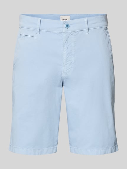 Produktfoto, hellblaue Regular Fit Bermuda aus Baumwoll-Mix von Brax, glatte Oberfläche, schlichte Optik, Herren Bermuda