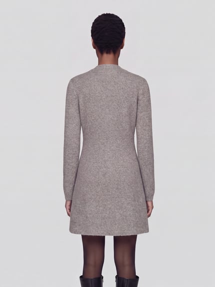 VERO MODA Strickkleid mit durchgehender Knopfleiste Taupe Melange 5