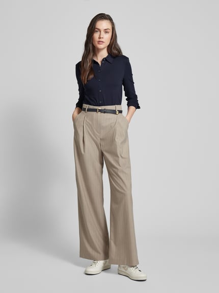 Marc O'Polo Overhemdblouse van viscosemix met platte kraag Marineblauw - 1