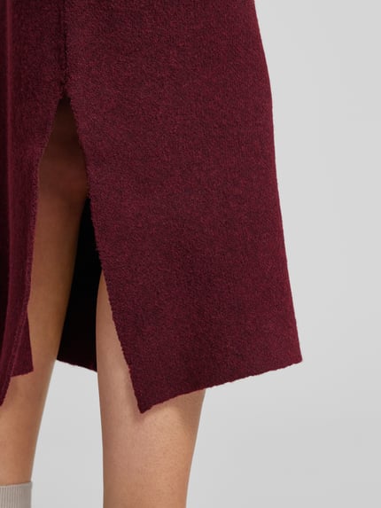 VERO MODA Gebreide midirok met loopsplit, model 'WHITNEY' Bordeaux - 3