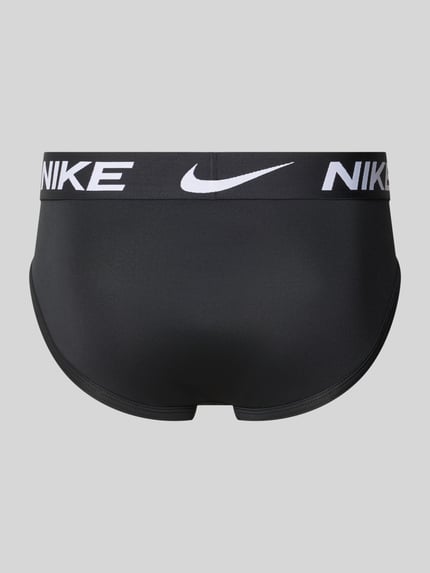 Produktfoto, schwarzer Slip mit Label-Bund im 5er-Pack von Nike, glatte Oberfläche, weiße Beschriftung auf grauem Hintergrund. Herren Slip von Nike