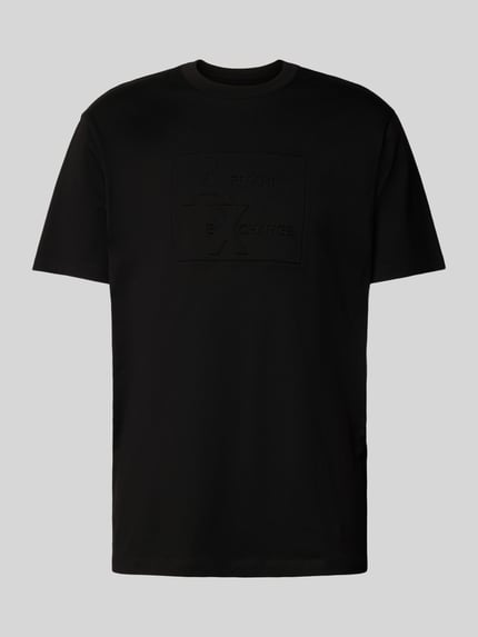 Armani Exchange T-shirt z prążkowanym okrągłym dekoltem Czarny 2