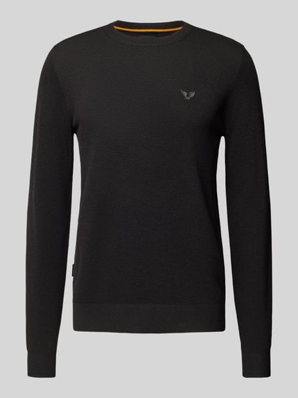 PME Legend Strickpullover mit Logo-Stitching Modell 'Ricecorn' Black 2