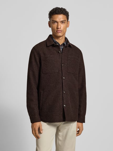 Barbour Kurtka koszulowa o kroju regular fit z dodatkiem wełny model ‘MARLOW’ Ciemnobrązowy 4