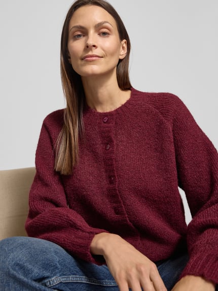 FREE/QUENT Loose fit gebreid jack met wol Model 'Luisa' Bordeaux - 3