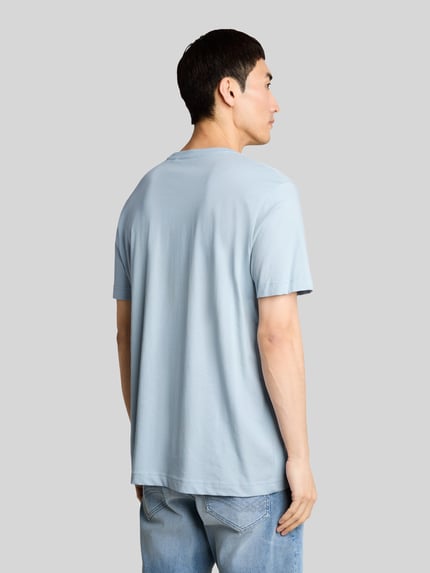 Tom Tailor Regular Fit T-Shirt aus reiner Baumwolle mit Logo-Stitching Hellblau 5