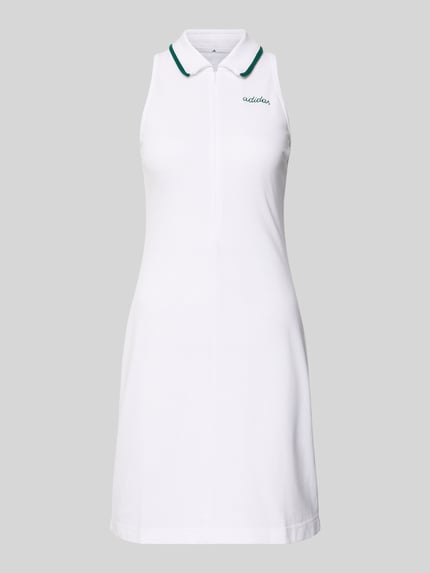 Produktfoto, Minikleid mit Hemdblusenkragen von adidas Sportswear, weiß, reine Baumwolle, tailliert, kurzer Nahtreißverschluss, Label-Stitching