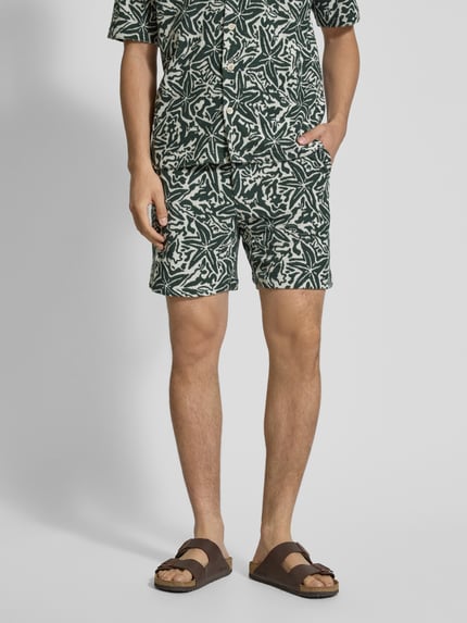 Shiwi Korte regular fit broek met tunnelkoord, model 'Tony' Donkergroen - 4
