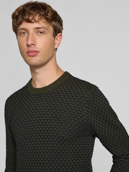 Blend Strickpullover mit Rundhalsausschnitt Modell 'DONG' Oliv 3