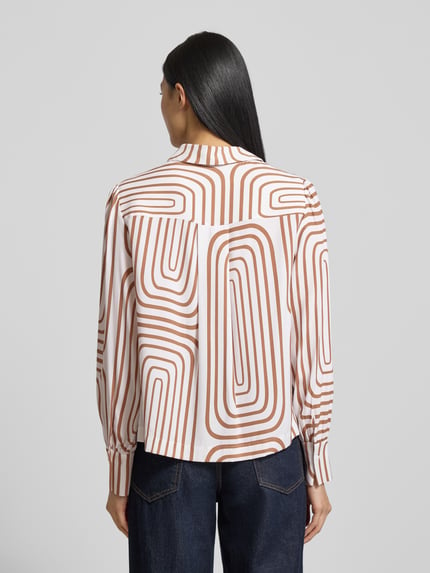 HERZENS Overhemdblouse van zijdemix Lichtbruin - 5