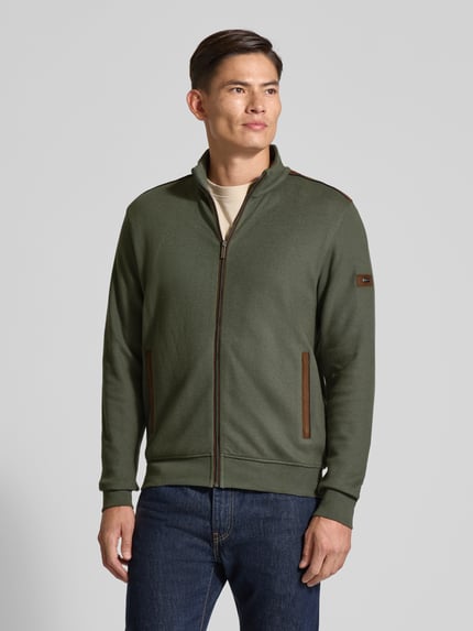 bugatti Sweatjacke mit Stehkragen Modell 'Selanik' Khaki 4