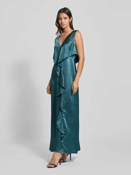 COMMA Midikleid mit V-Ausschnitt Petrol 1