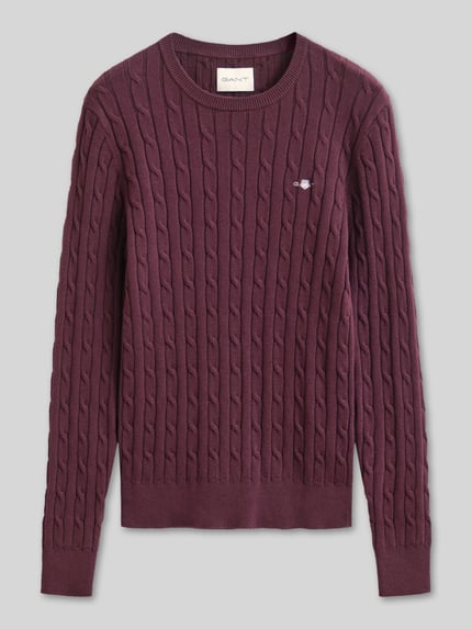 GANT Regular Fit Pullover aus Baumwoll-Mix mit Logo-Stitching Bordeaux 2