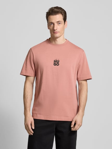 HUGO T-Shirt mit Label-Print Modell 'Dalsar' Lachs 4