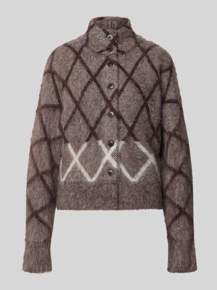 OPUS Strickjacke aus Alpaka mit hohem Kragen Dunkelbraun 2