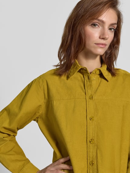 Christian Berg Woman Regular fit blouse van fijne corduroy Mosterdgeel - 3