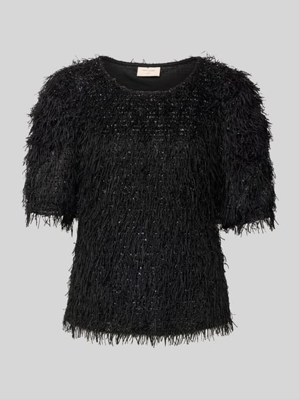 Sweter z frędzlami i okrągłym dekoltem model ‘MARLIN’ Shop The Look MANNEQUINE
