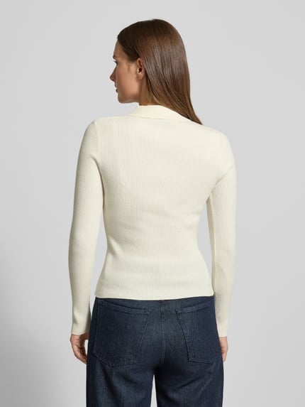 MANGO Slim Fit Strickshirt mit Woll-Anteil Modell 'TWENTIES' Offwhite 5