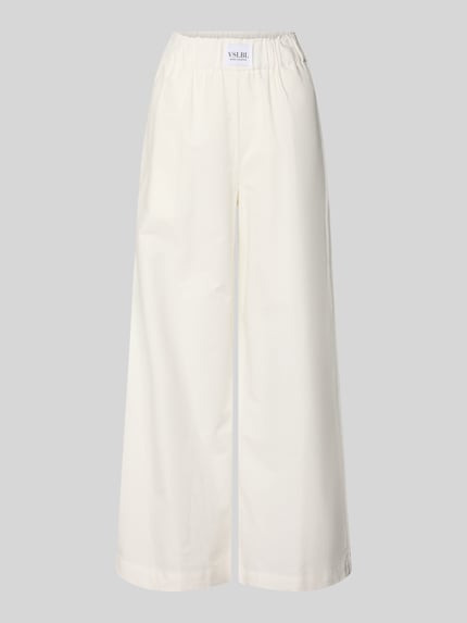 Produktfoto, Wide Leg Stoffhose aus Baumwoll-Mix Modell 'ALBA' von VILLA SOPHIE, gładka faktura, biały kolor, elastyczny pas, boczne kieszenie, materiał: czysta bawełna