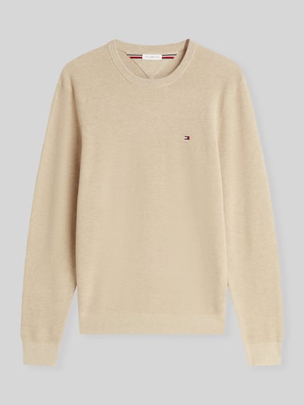 Tommy Hilfiger regular fit gebreide pullover van puur katoen Beige gemêleerd - 2