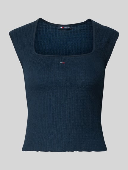 Tommy Jeans Slim Fit Top mit Frill Marine 2
