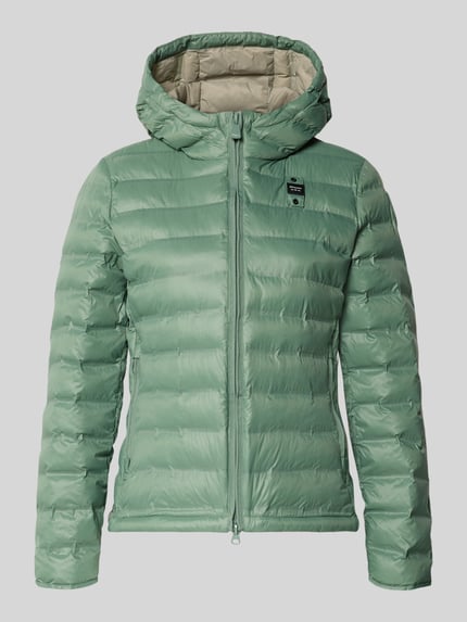 Produktfoto, Gewatteerd jack met capuchon, slim fit, model 'ELLIS' met tweewegritssluiting van Blauer Usa, dames, lichtgroen, gladde textuur