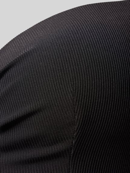 Produktfoto, schwarzes Bikini-Oberteil mit Strukturmuster, elastischer Material-Mix, Modell 'Costillas' von JOOP! Collection, Logo-Detail