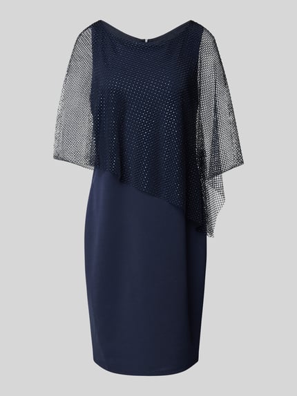 Vera Mont Knielanges Cocktailkleid mit Paillettenbesatz Dunkelblau 2