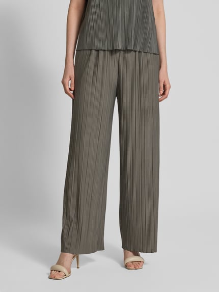 Samsøe Samsøe Straight Leg Stoffhose mit Plisseefalten Modell 'UMA' Schlamm 4
