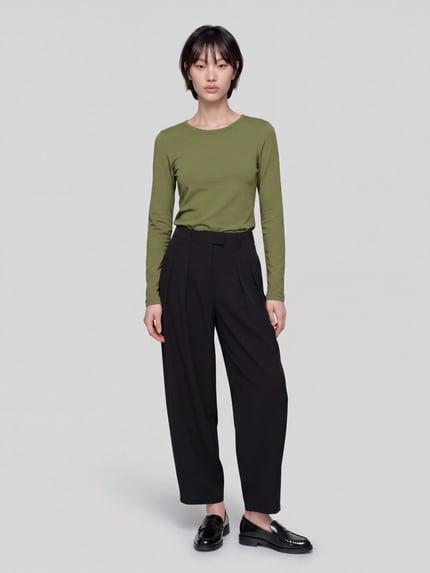 s.Oliver RED LABEL Longsleeve mit Rollsaum-Details Oliv 1