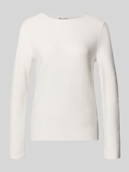 Produktfoto, Regular Fit Strickpullover aus reiner Baumwolle van Marc O'Polo, effen, rondhals, lange mouwen met rolzoom, gebreide structuur, katoen