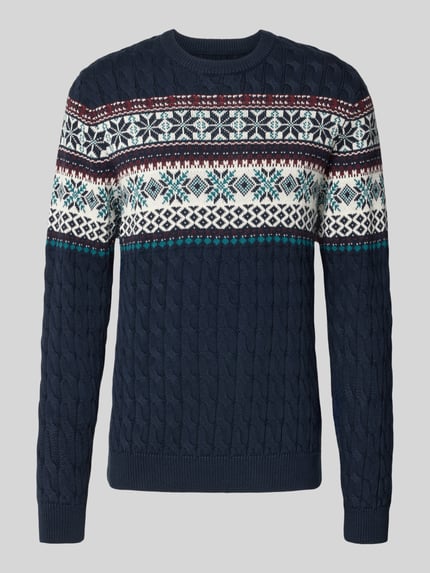MCNEAL Strickpullover mit gerippten Abschlüssen Dunkelblau 2